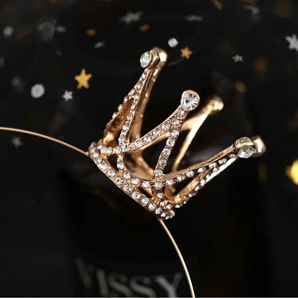 Princess Rhinestone Crown Headband Gold Silver Bridal Birthday Bachelorette NWT